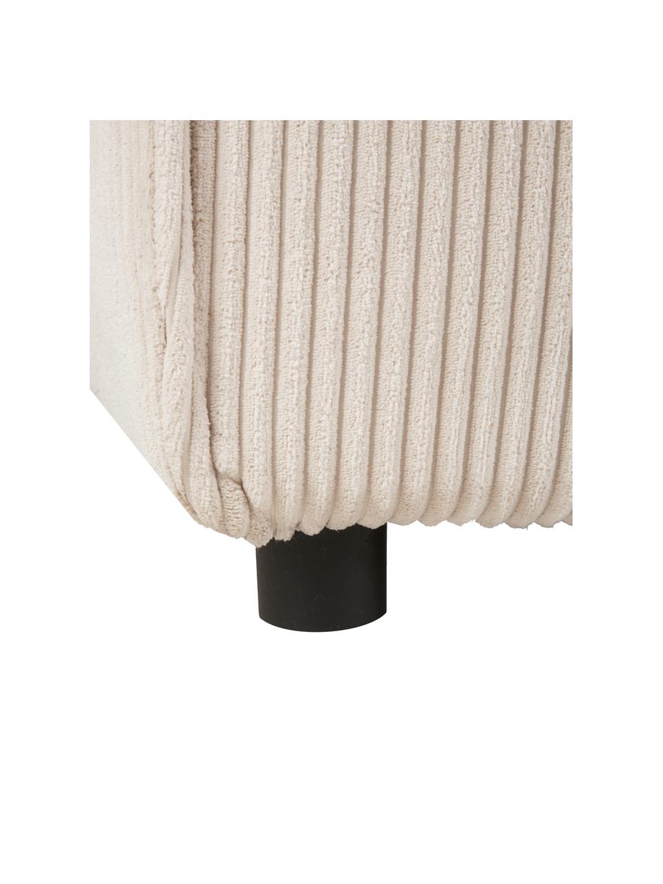 Poggiapiedi in velluto a coste color crema Nihad, Rivestimento: velluto a coste, Velluto a coste crema, nero, Larg. 100 x Alt. 44 cm
