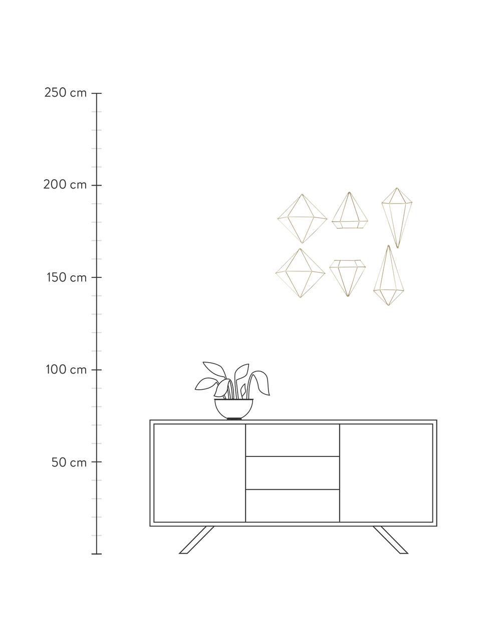 Wandobjekt-Set Prisma aus lackiertem Metall, 6-tlg., Metall, lackiert, Messingfarben, Set mit verschiedenen Größen