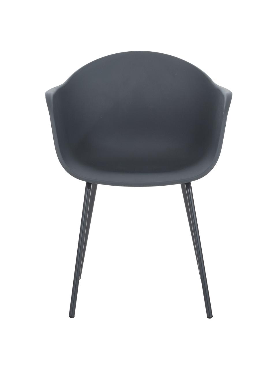Stolička z umelej hmoty s opierkami a kovovými nohami Claire, Tmavosivá, Š 60 x H 54 cm