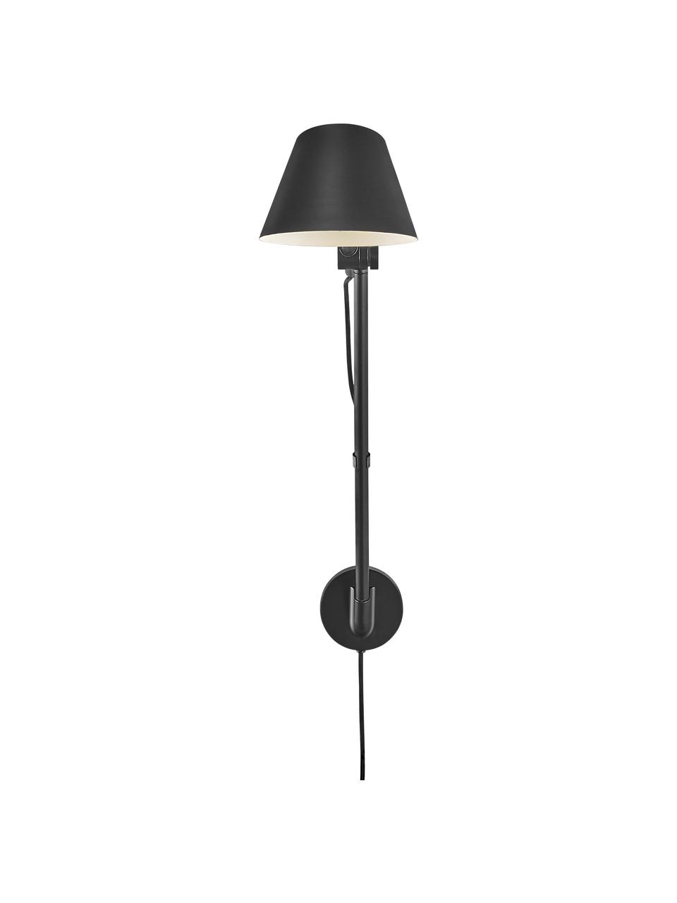 Grande applique murale Stay avec prise secteur, Noir, larg. 15 x haut. 55 cm