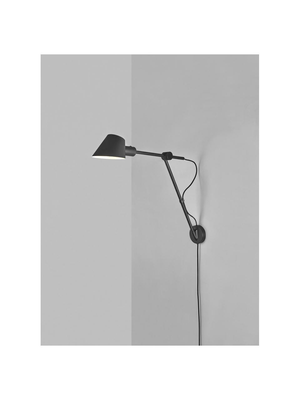Große Wandleuchte Stay mit Stecker, Lampenschirm: Metall, beschichtet, Schwarz, B 15 x H 55 cm