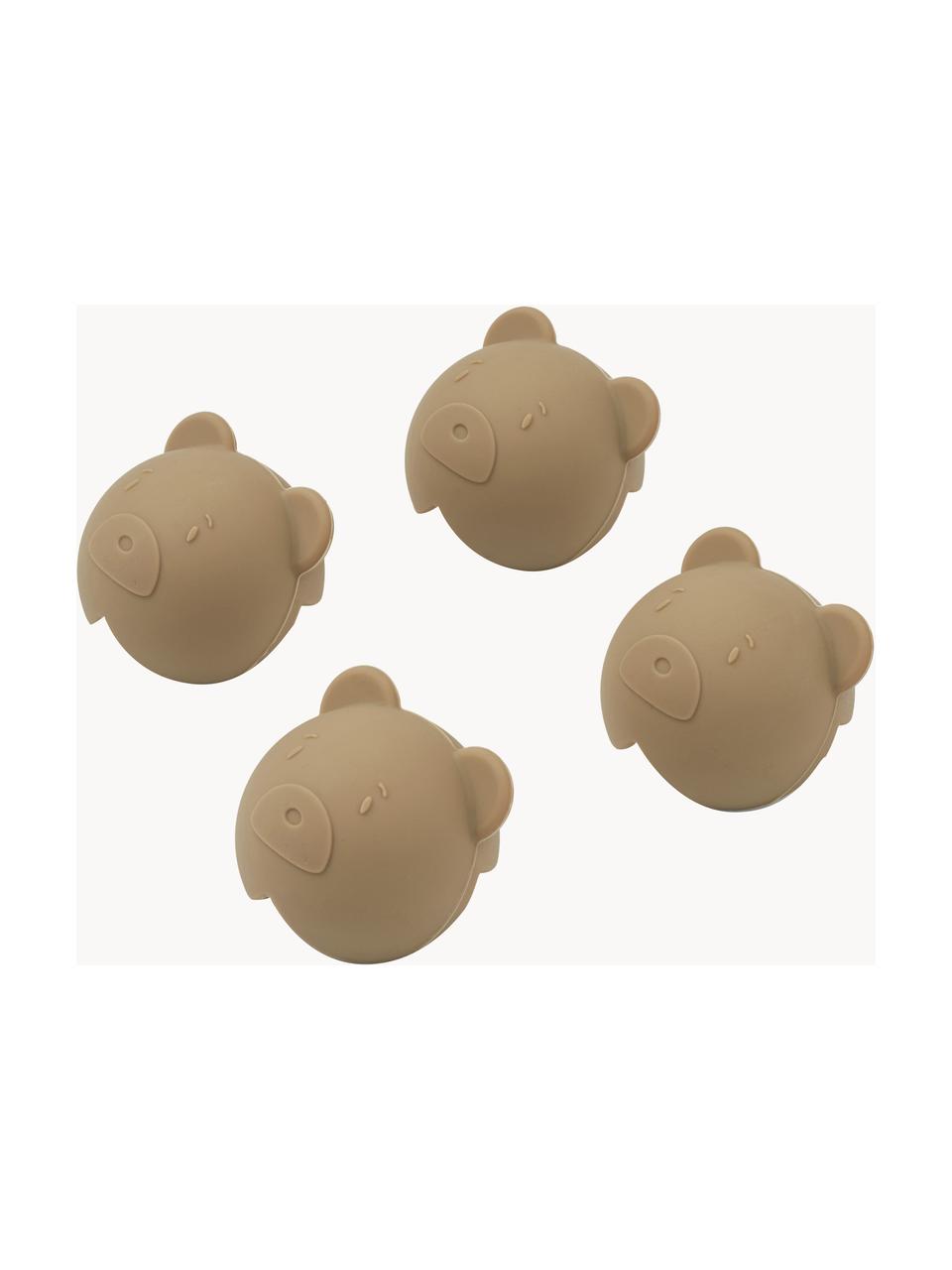 Chrániče rohů ve tvaru medvěda Abraham, 4 ks, Silikon, Nugátová, Š 4 cm, V 4 cm