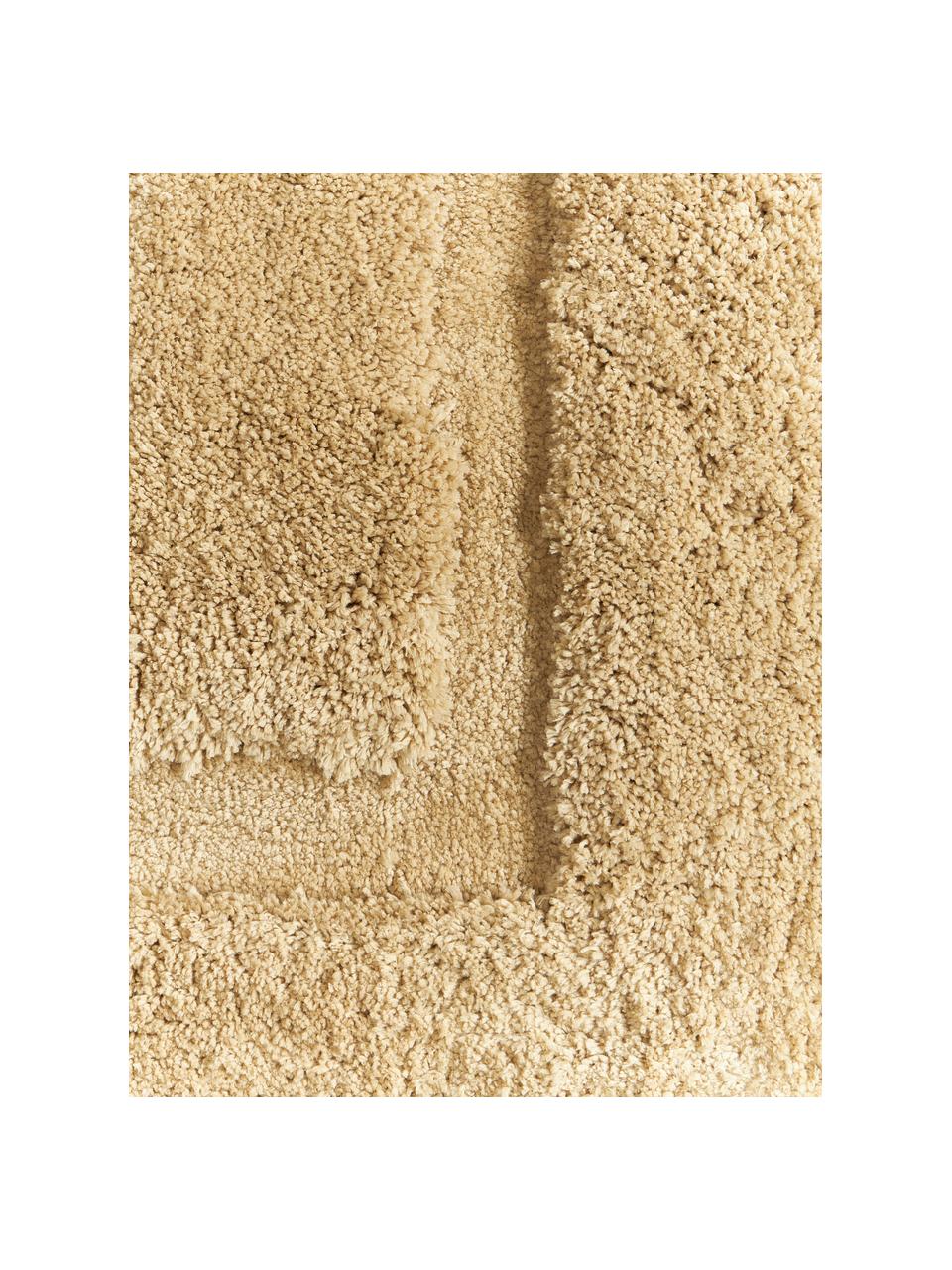 Flauschiger Hochflor-Teppich Genève mit erhabener Hoch-Tief-Struktur, Flor: Mikrofaser (100 % Polyest, Ocker, B 80 x L 150 cm (Größe XS)