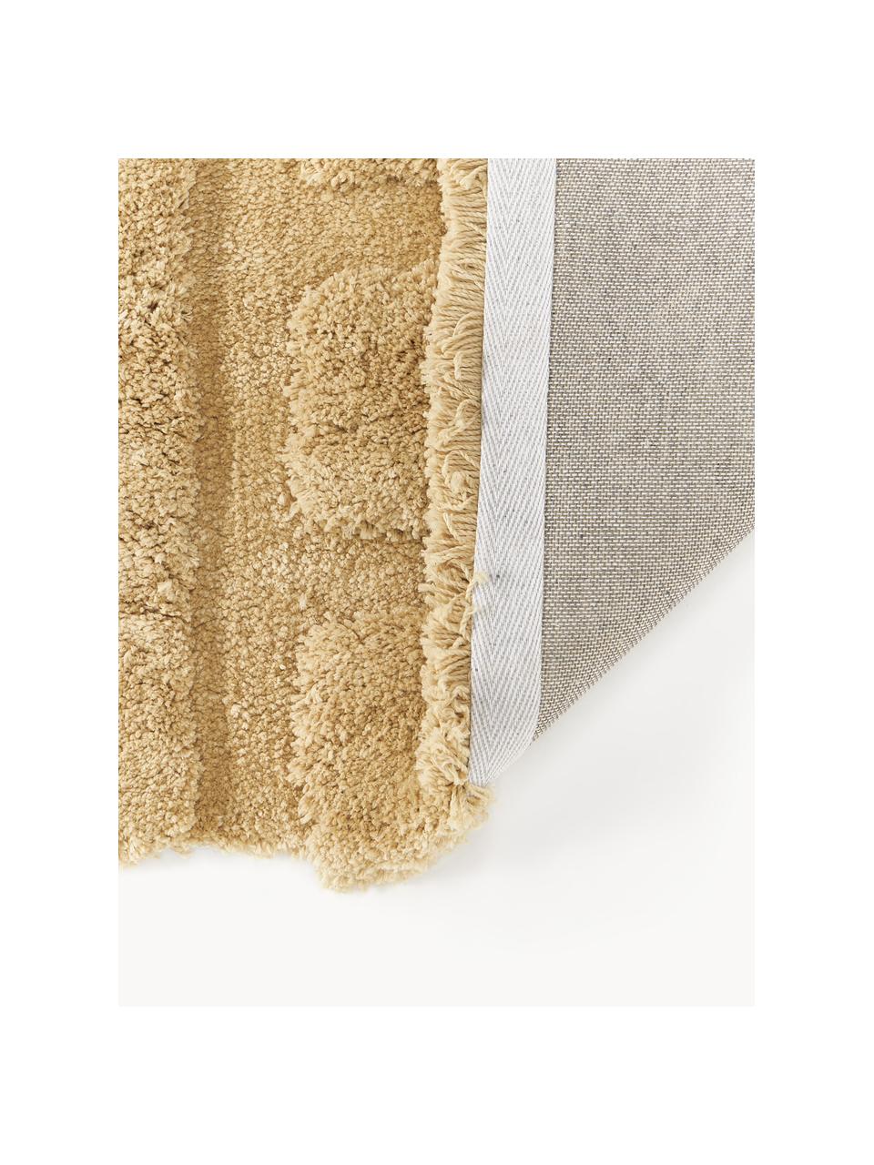 Flauschiger Hochflor-Teppich Genève mit erhabener Hoch-Tief-Struktur, Flor: Mikrofaser (100 % Polyest, Ocker, B 80 x L 150 cm (Grösse XS)