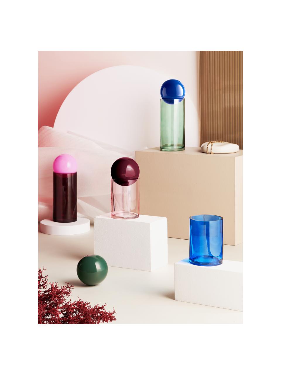 Glazen sieradendoosjes Tarli, set van 2, Glas, Groen-, blauwtinten, Set met verschillende formaten