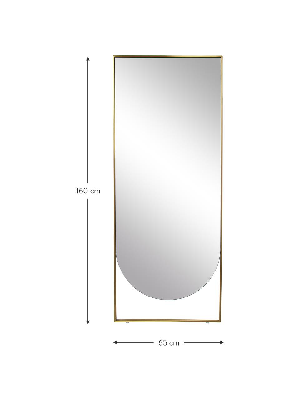Eckiger Anlehnspiegel Masha, Rahmen: Metall, beschichtet, Rückseite: Mitteldichte Holzfaserpla, Spiegelfläche: Spiegelglas, Messingfarben, B 65 x H 160 cm