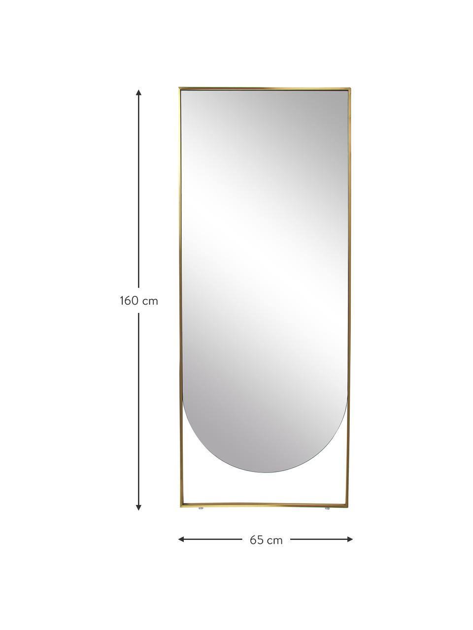 Rechthoekige leunende spiegel Masha, Lijst: gepoedercoat metaal, Messingkleurig, B 65 x H 160 cm