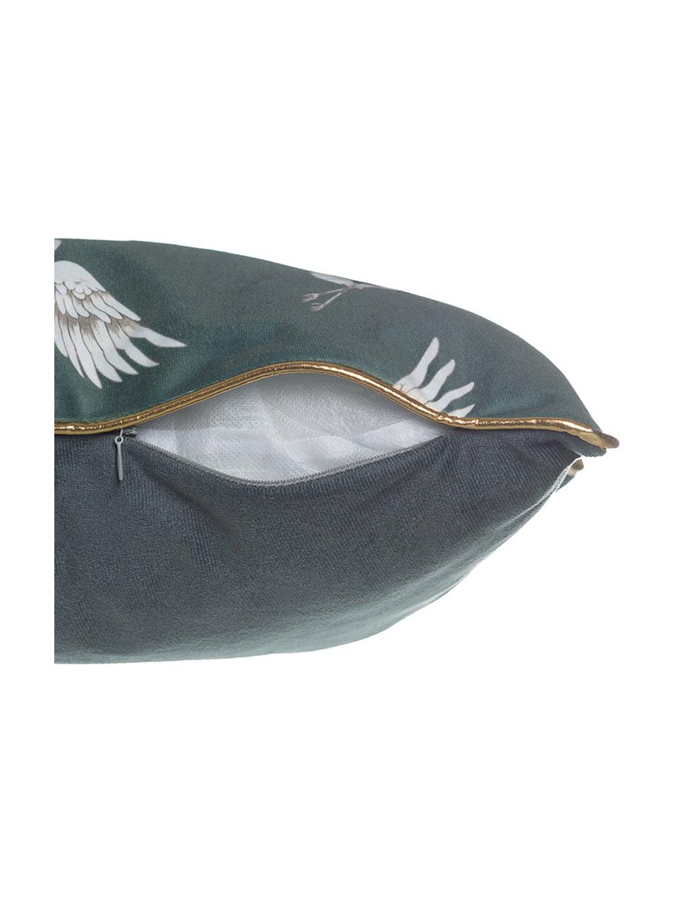 Cojín de terciopelo Bird, con relleno, Funda: terciopelo de poliéster, Gris, An 45 x L 45 cm