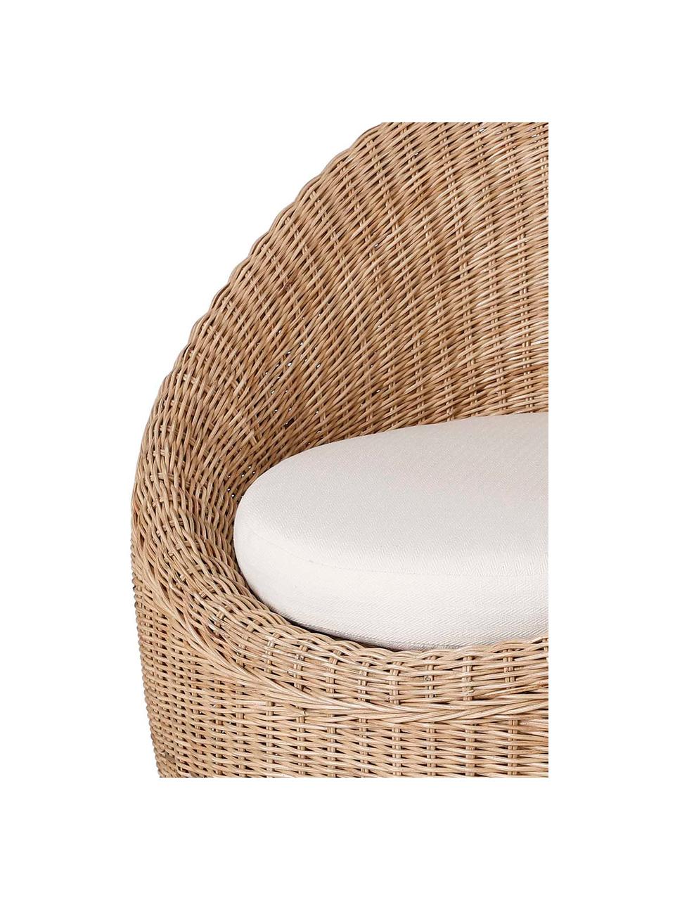 Rotan stoel Bolsena met stoelkussen, Lichtbruin, wit, B 76  x D 79 cm