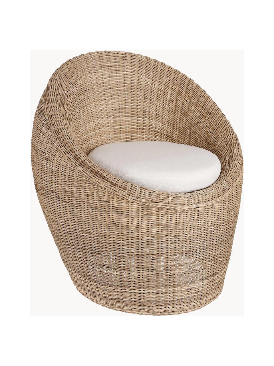 Rattan-Stuhl Bolsena mit Sitzkissen, Hellbraun, Weiß, B 76 x T 79 cm