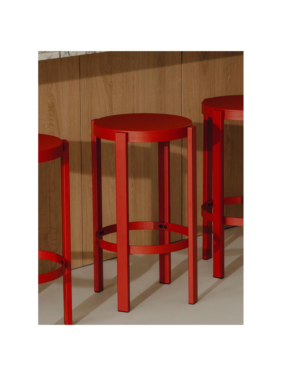 Kovová barová stolička Doon, Oceľ s práškovým náterom, Červená, Ø 35 x V 65 cm