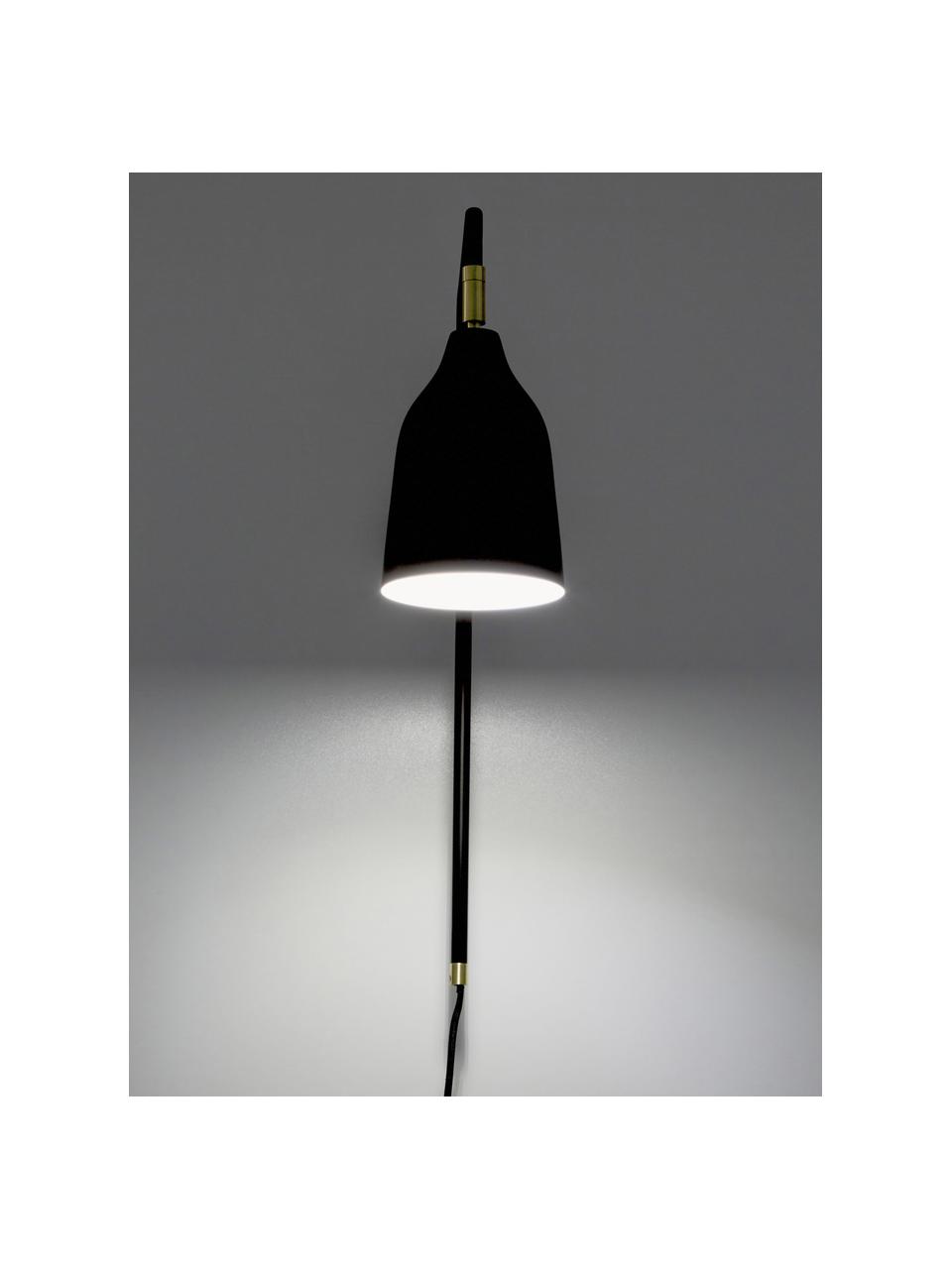 Veľká nástenná lampa so zástrčkou Mora, Čierna, odtiene zlatej, H 35 x V 50 cm