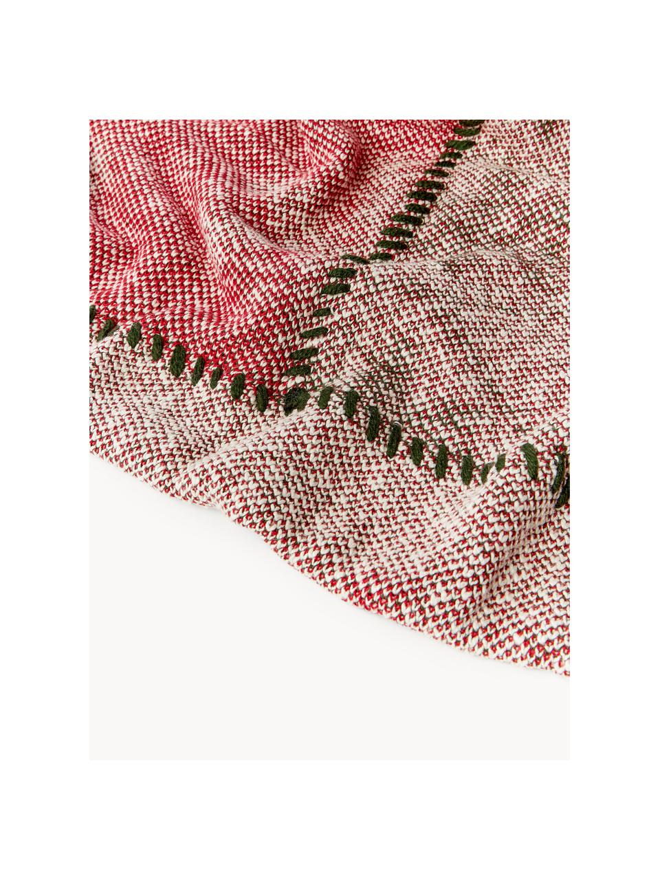 Plaid tricoté Noël Starry, 100 % coton

Le matériau est certifié STANDARD 100 OEKO-TEX®, CITEVE, 137 CITEVE, Beige clair, rouge, vert foncé, larg. 130 x long. 170 cm
