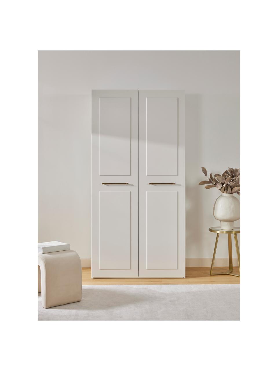 Modularer Drehtürenschrank Charlotte, 100 cm Breite, mehrere Varianten, Korpus: Spanplatte, melaminbeschi, Griffe: Messing Dieses Produkt wi, Beige, Basic Interior, B 100 x H 200 cm