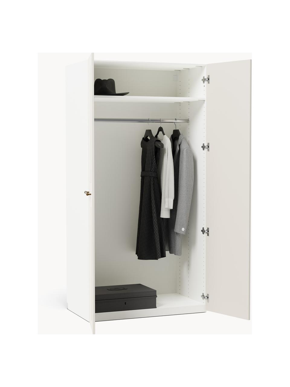 Modularer Drehtürenschrank Charlotte, 100 cm Breite, mehrere Varianten, Korpus: Spanplatte, melaminbeschi, Griffe: Messing Dieses Produkt wi, Beige, Basic Interior, B 100 x H 200 cm