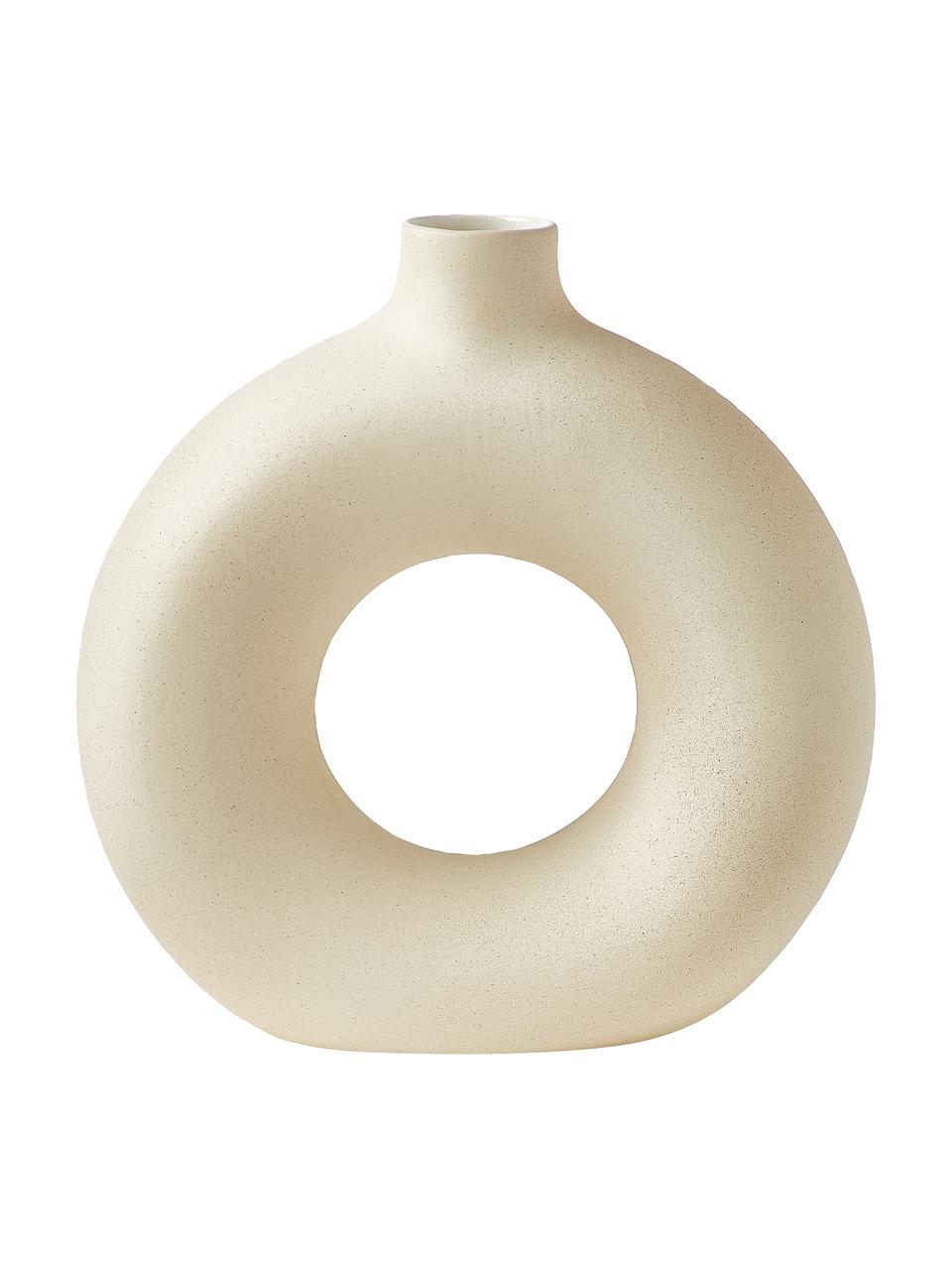 Vase design Livo, Grès cérame, Beige, Ø 5 x haut. 31 cm