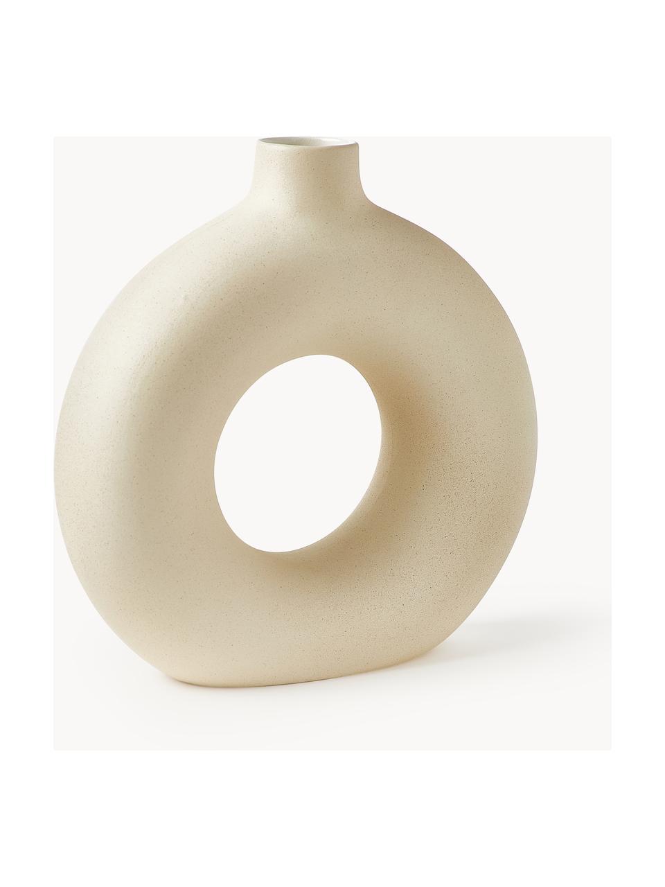 Vase design Livo, haut. 31 cm, Grès cérame, Beige, Ø 5 x haut. 31 cm