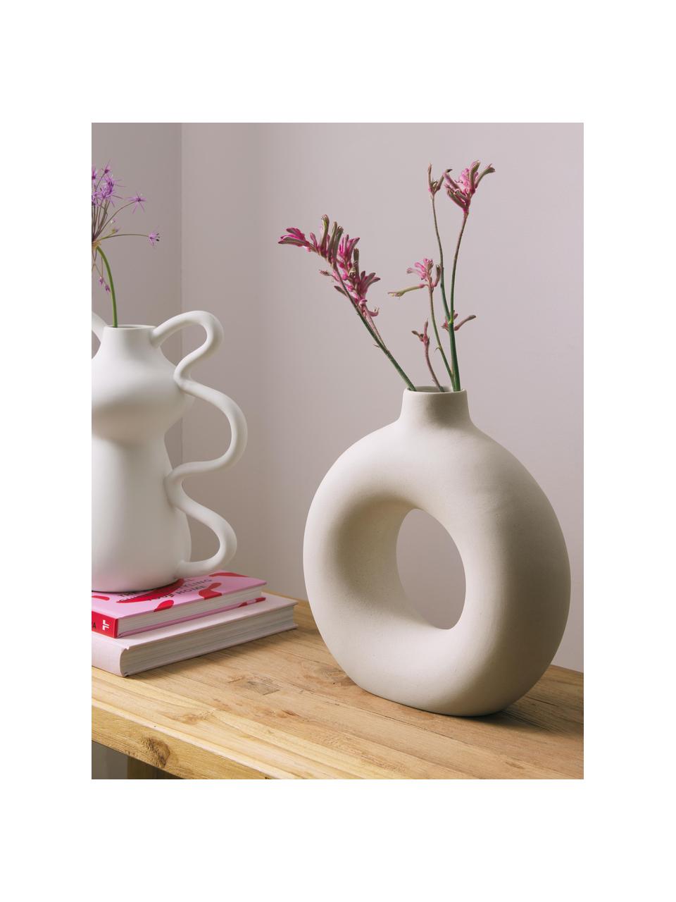 Design-Vase Livo, H 31 cm, Steingut, Beige, Ø 5 x H 31 cm