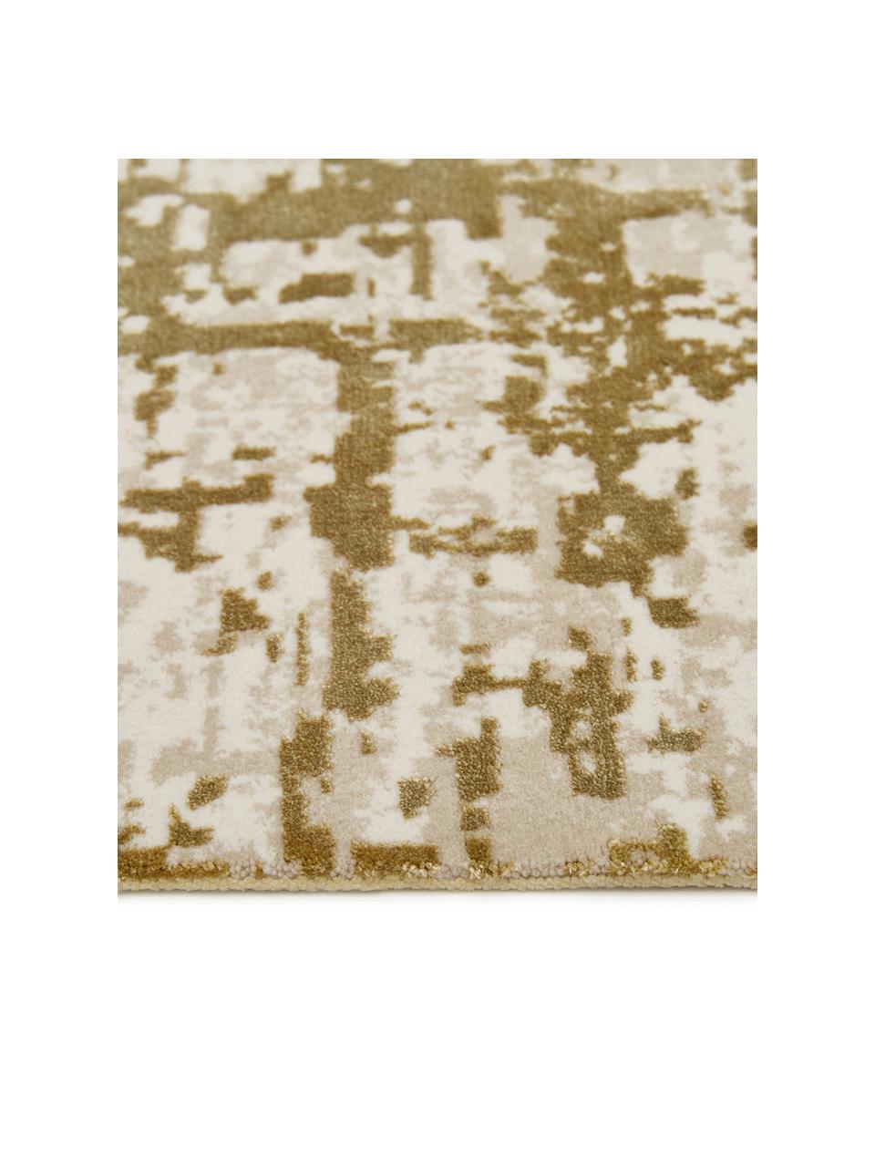 Trblietavý vintage koberec so strapcami Cordoba, Olivovozelená, béžová
