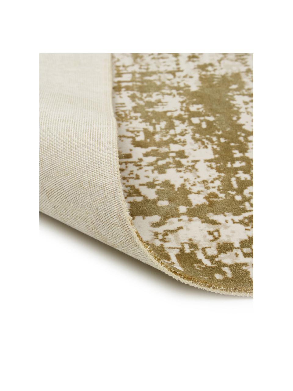 Schimmernder Teppich Cordoba mit Fransen, Vintage Style, Flor: 70% Acryl, 30% Viskose, Olivgrün, Beige, B 80 x L 150 cm (Grösse XS)