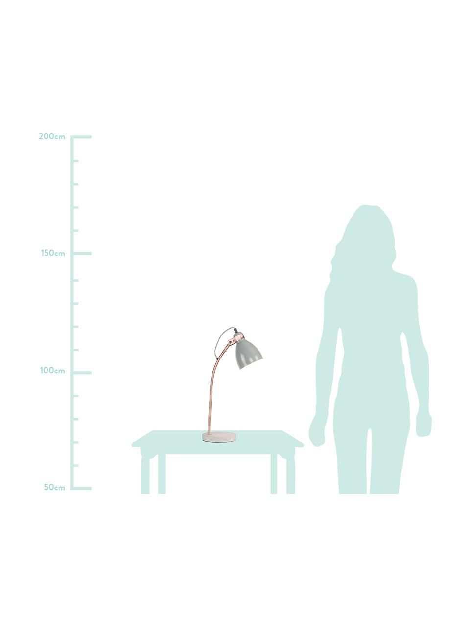 Schreibtischlampe Denver mit Zementfuß, Lampenschirm: Eisen, beschichtet, Stange: Eisen, verkupfert, Lampenfuß: Zement, Lampenschirm: HellgrauStange: KupferLampenfuß: Zement, Ø 20 x H 50 cm