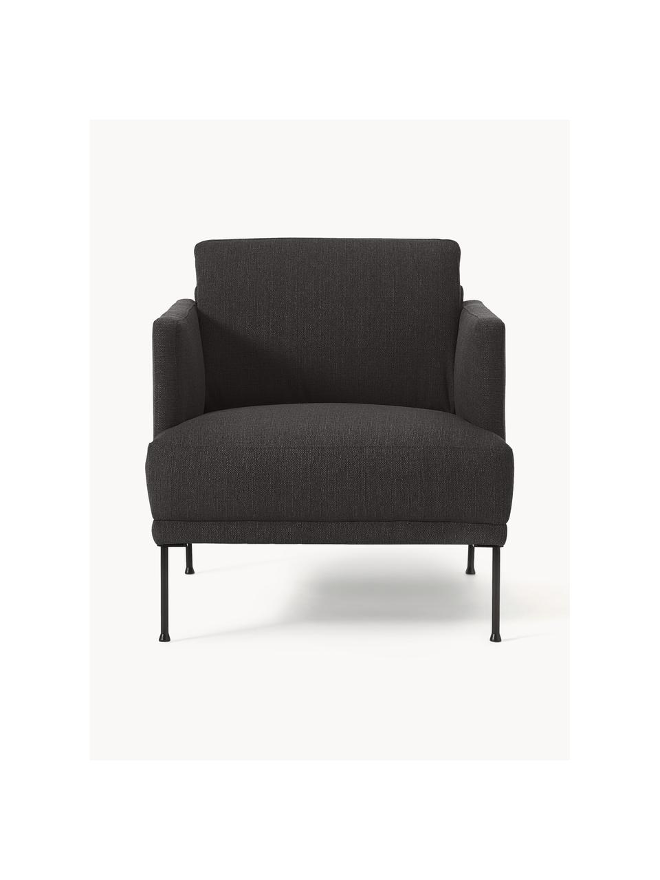 Fauteuil Fluente, Tissu anthracite, larg. 74 x prof. 85 cm