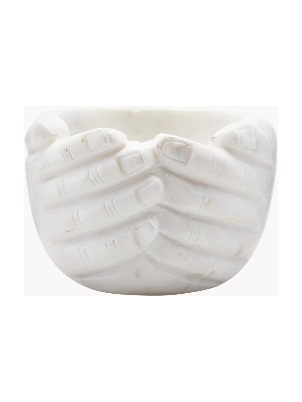 Dekorativní mramorová mísa Hands, Mramor, Bílá, mramorovaná, Ø 15 cm, V 10 cm