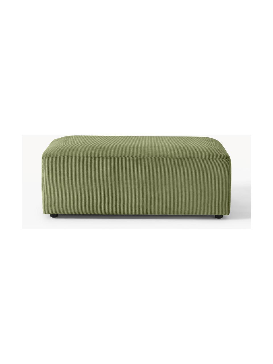 Pouf XL en velours côtelé Melva, larg. 116 x prof. 72 cm, Velours côtelé vert olive, larg. 116 x prof. 72 cm