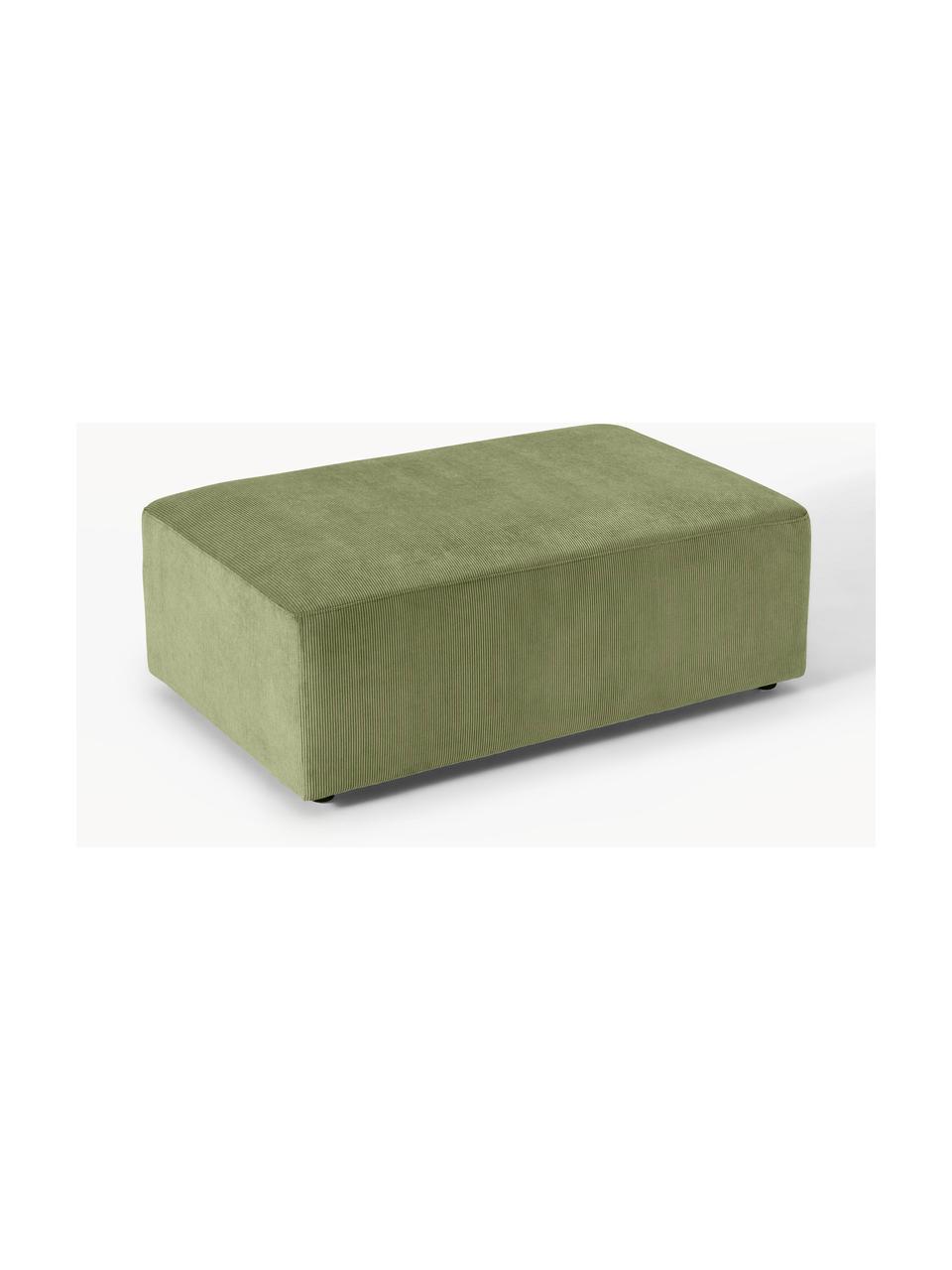 Pouf XL en velours côtelé Melva, larg. 116 x prof. 72 cm, Velours côtelé vert olive, larg. 116 x prof. 72 cm