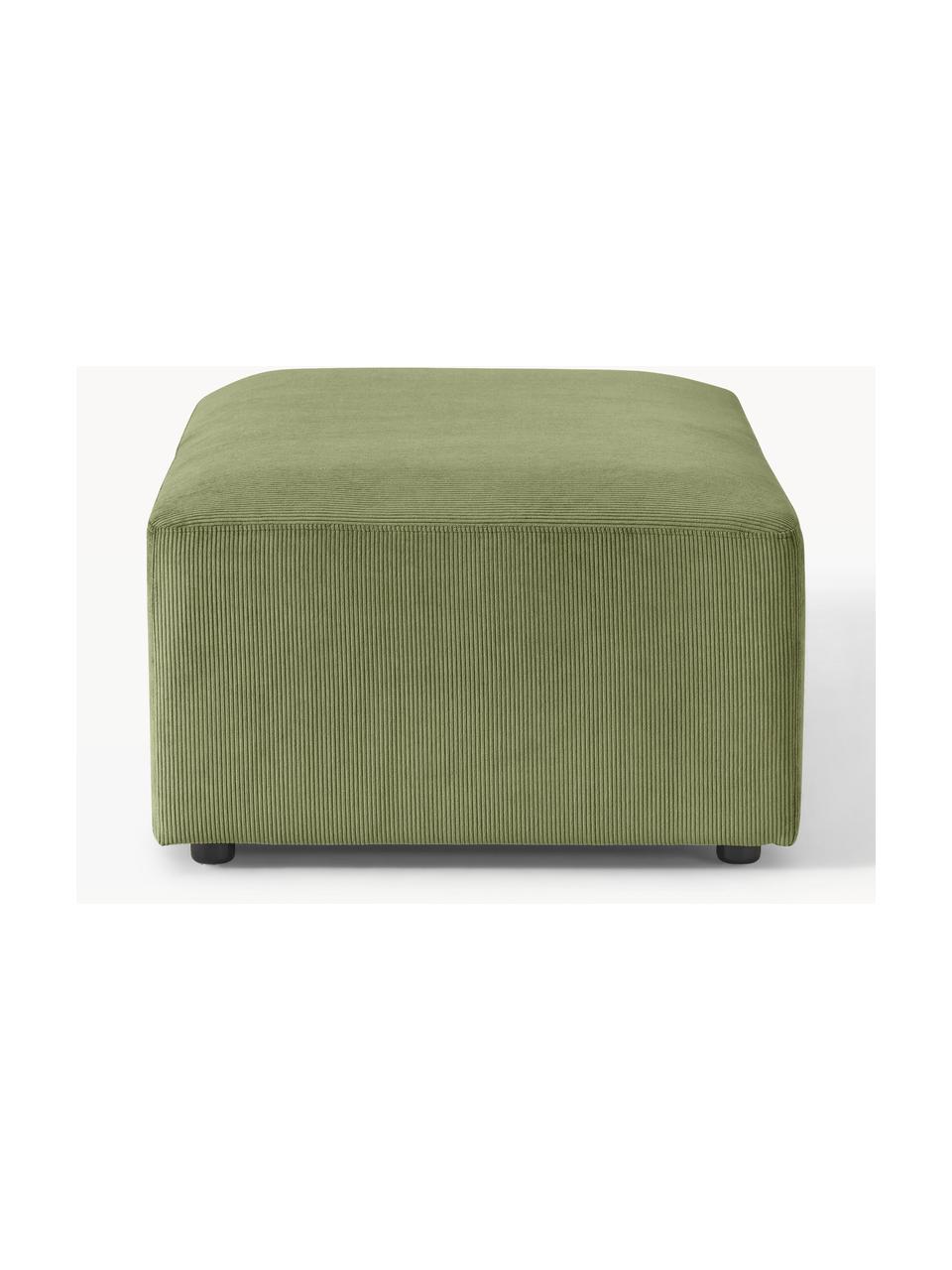 Pouf XL en velours côtelé Melva, larg. 116 x prof. 72 cm, Velours côtelé vert olive, larg. 116 x prof. 72 cm