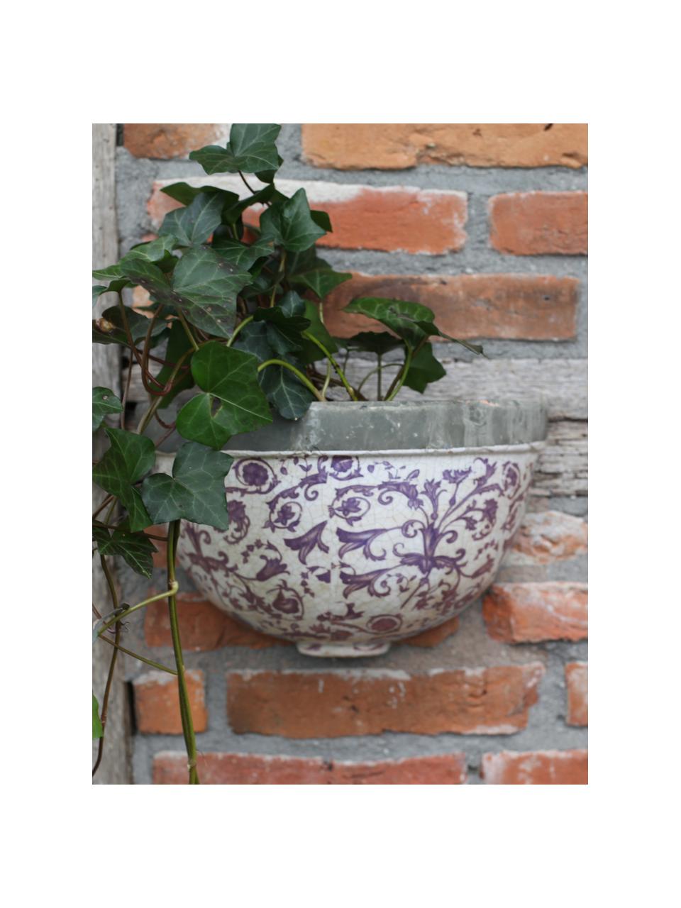 Duża ścienna osłonka na doniczkę Cerino, Ceramika, Lila, biały, S 28 x W 18 cm