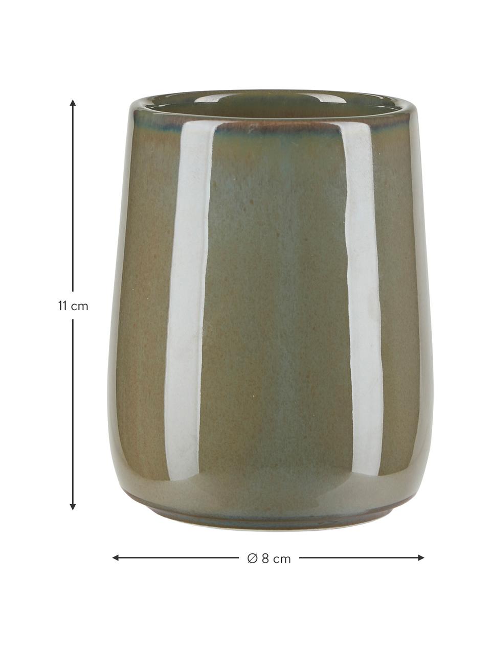 Zahnputzbecher Tin aus Keramik in Grün, Keramik, Grün, Ø 8 x H 11 cm