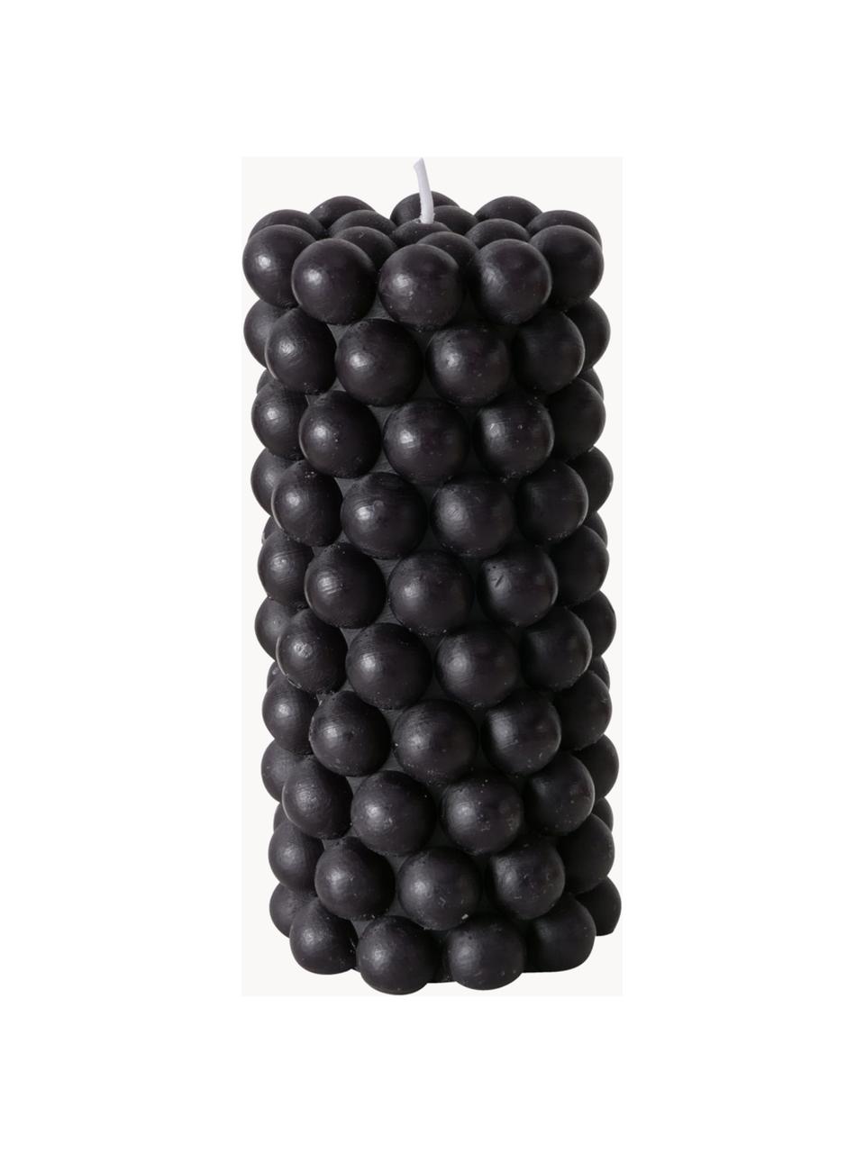 Bougies piliers de cire Pearls, 3 élém., haut. 14 cm, Cire, Blanc cassé, noir, beige, Ø 7 x haut. 14 cm