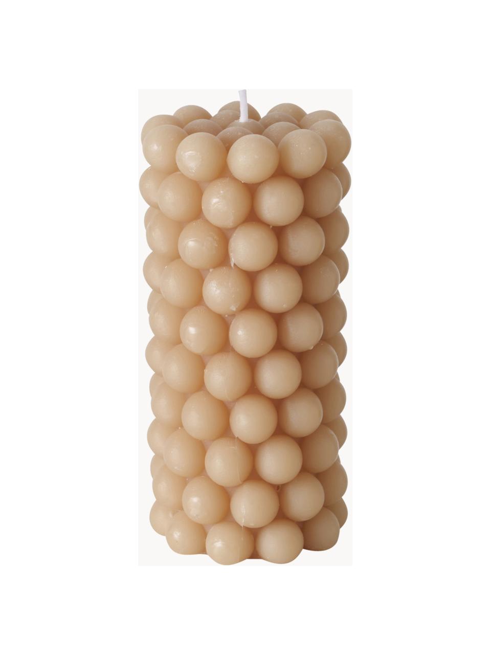 Bougies piliers de cire Pearls, 3 élém., haut. 14 cm, Cire, Blanc cassé, noir, beige, Ø 7 x haut. 14 cm