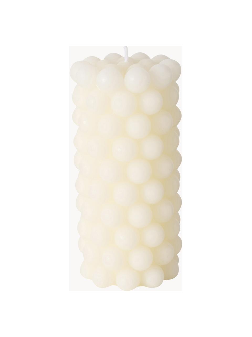 Bougies piliers de cire Pearls, 3 élém., haut. 14 cm, Cire, Blanc cassé, noir, beige, Ø 7 x haut. 14 cm