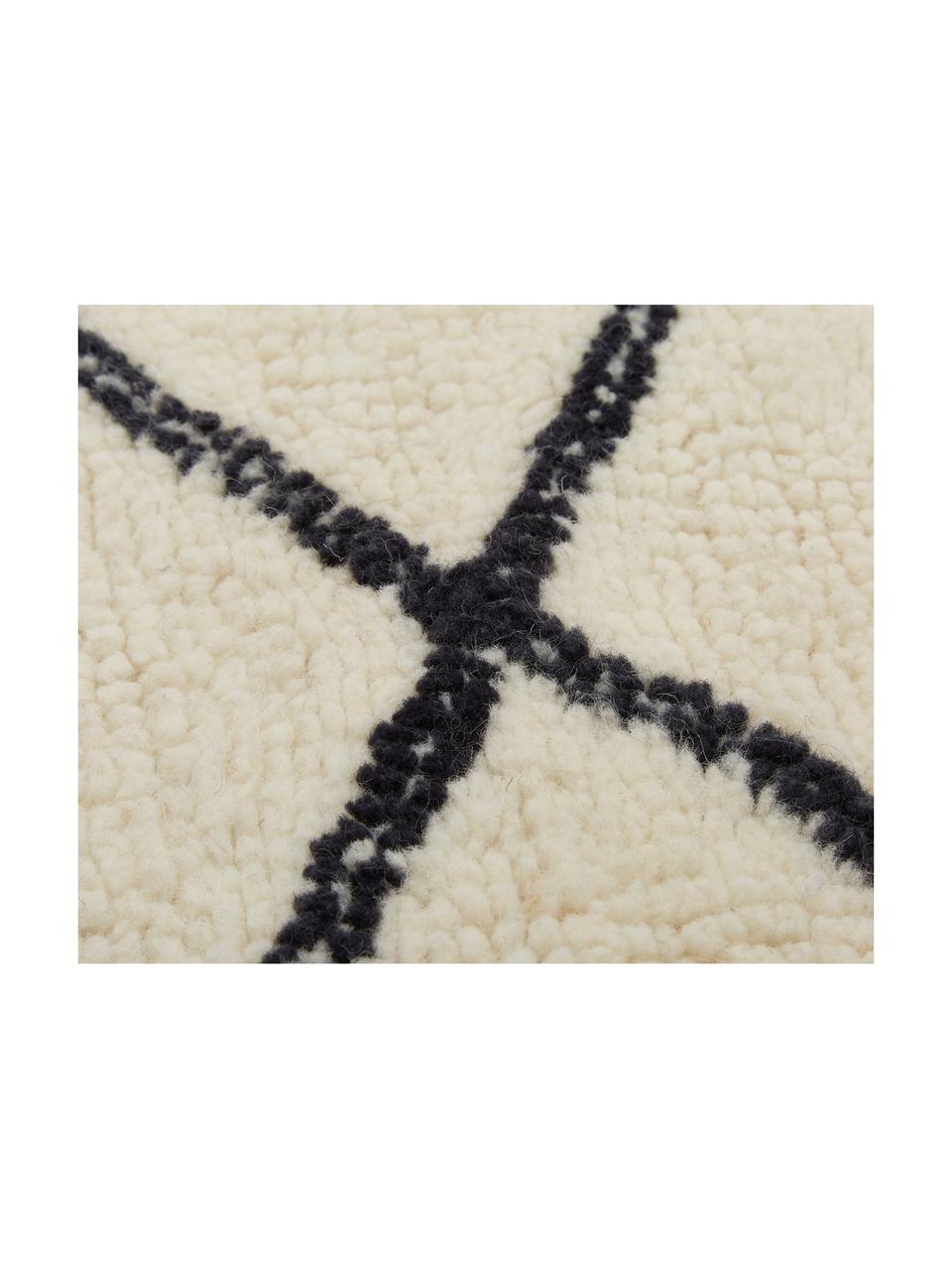 Alfombra de lana Graphic Nature, Crema, decoración irregular en negro, An 200 x L 300 cm (Tamaño L)