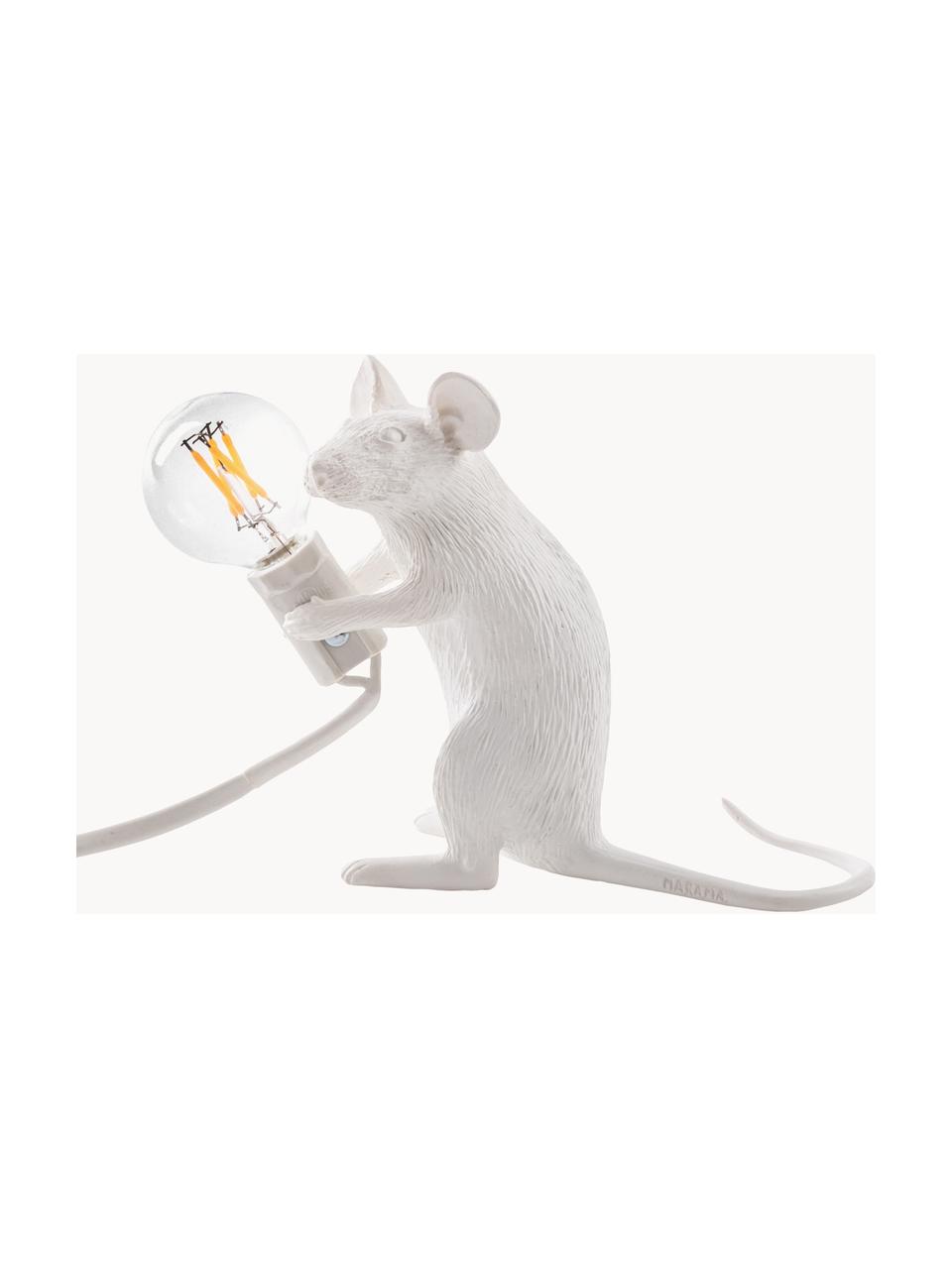 Kleine tafellamp Mouse, Lamp: kunsthars, Wit, B 5 x H 13 cm
