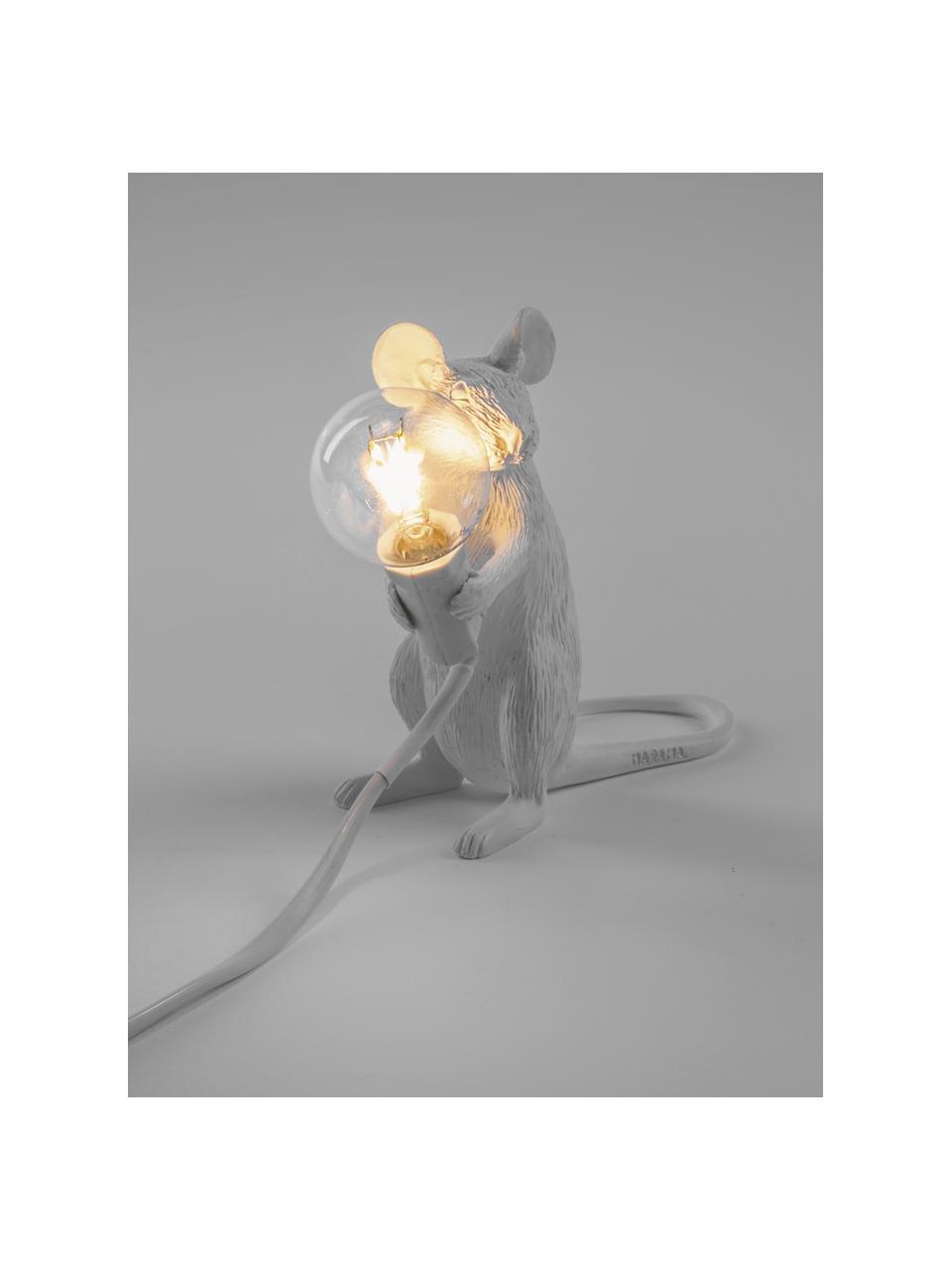 Kleine Design Tischlampe Mouse, Weiß, B 5 x H 13 cm