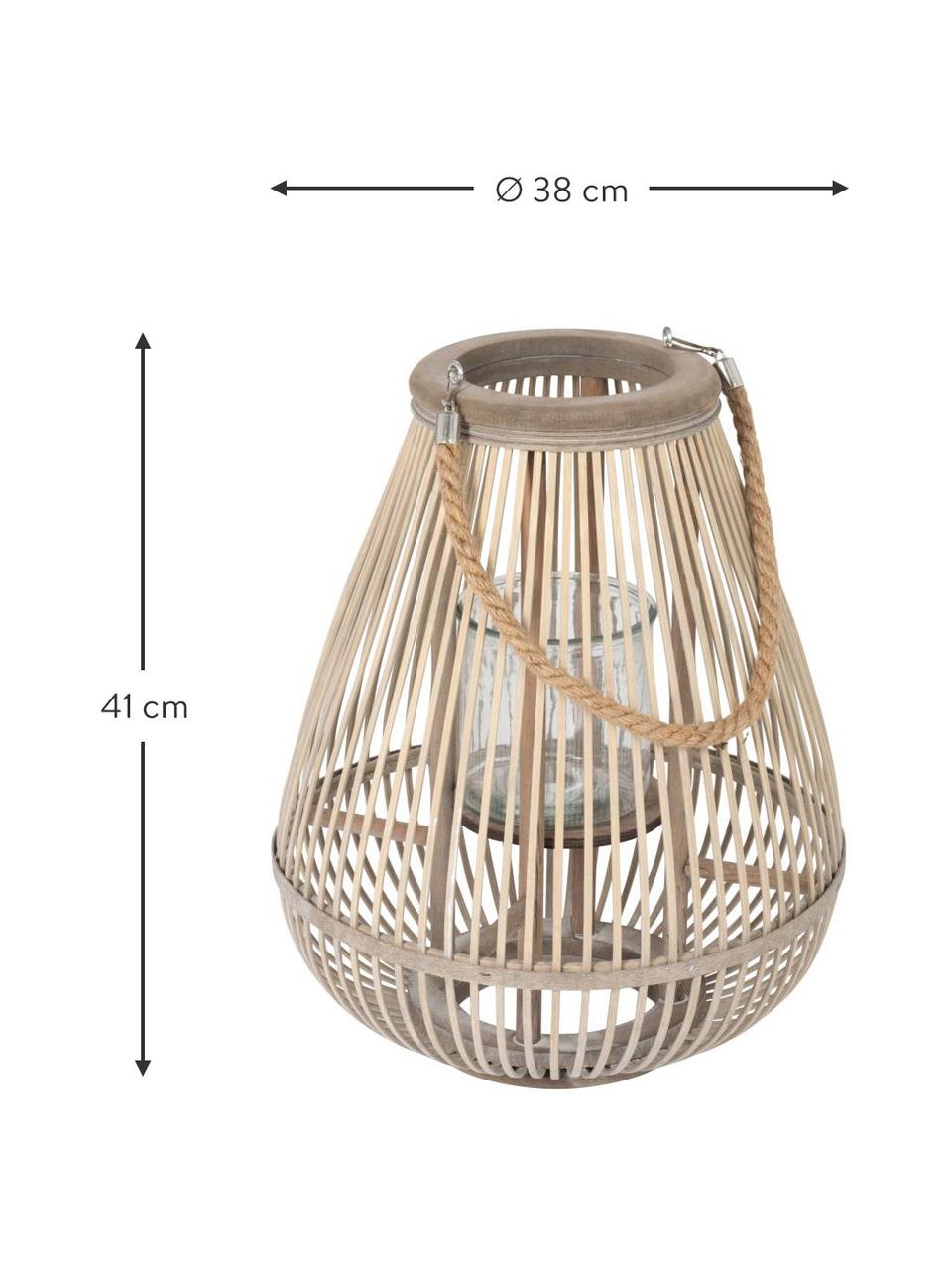 Laterne Pear aus Bambus, Hellbraun, Ø 38 x H 41 cm