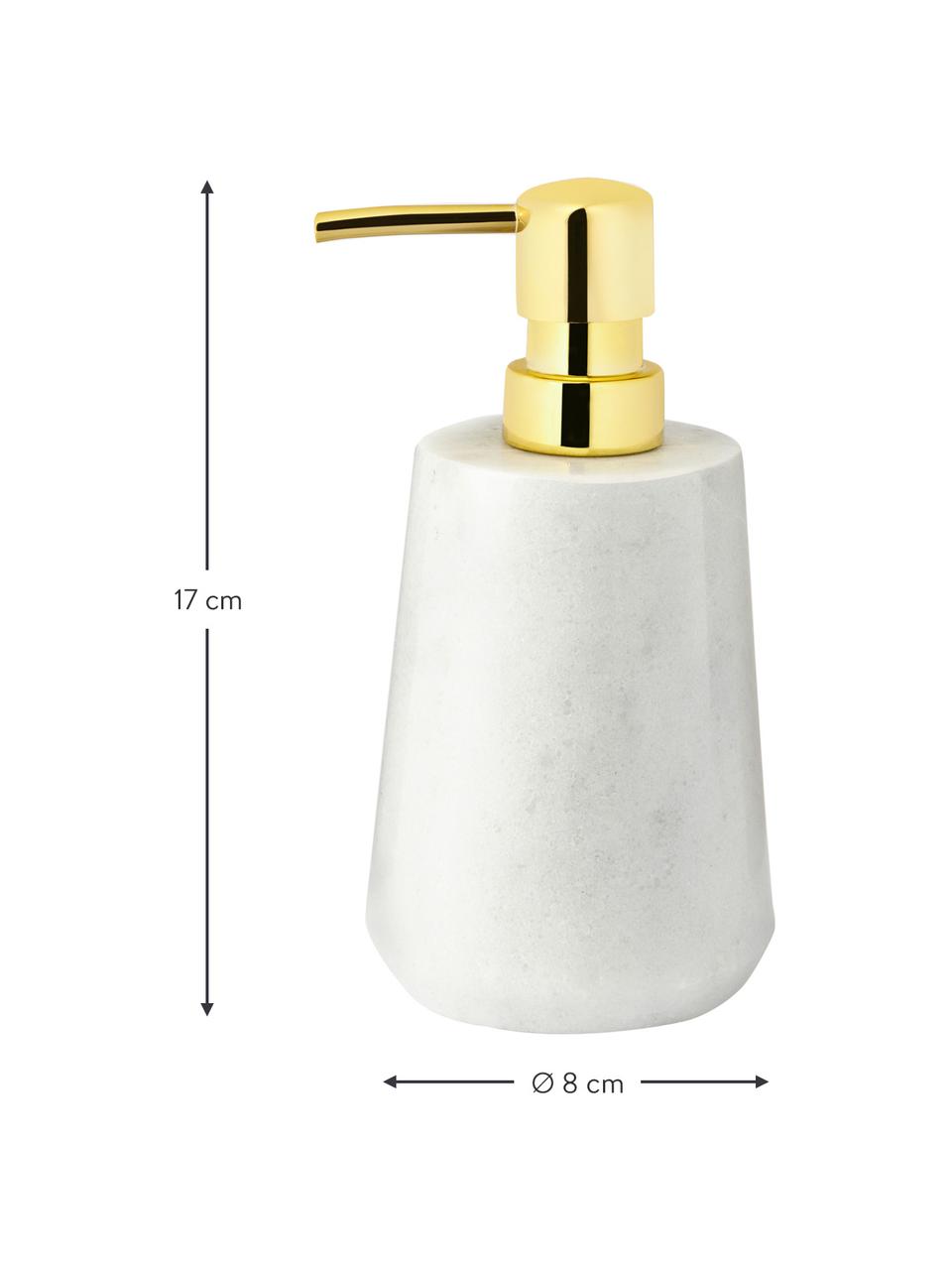 Mramorový dávkovač na mydlo Lux, Mosadzné odtiene, biela, mramorovaná, Ø 8 x V 17 cm