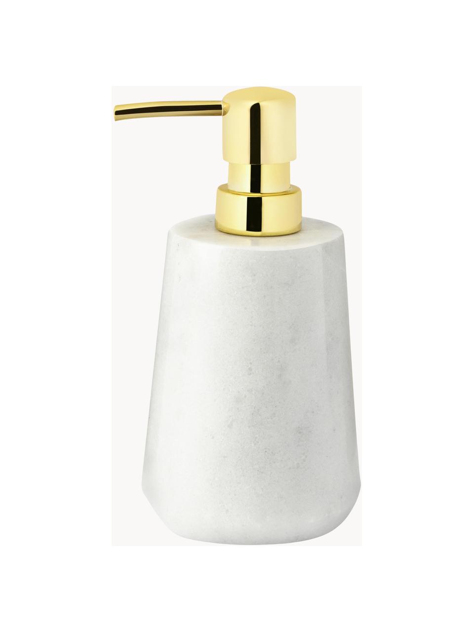 Distributeur de savon en marbre Lux, Blanc, marbré, doré, Ø 8 x haut. 17 cm