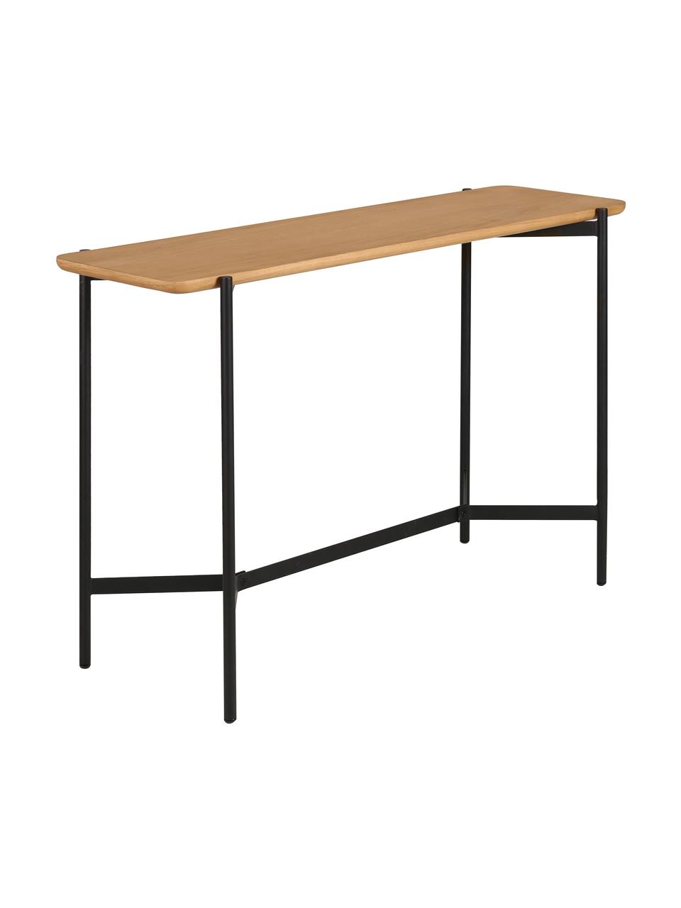 Consola de madera y metal Easy, Estante: tablero de fibras de dens, Patas: metal recubierto, Negro, marrón, An 120 x Al 76 cm