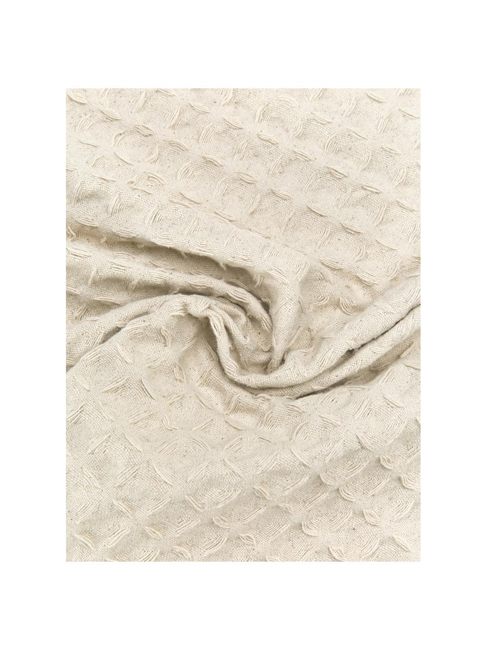 Prehoz s vafľovou štruktúrou Panal, 100 %  bavlna, Krémovobiela, Š 180 x D 260 cm (pre postele do 140 x 200 cm)