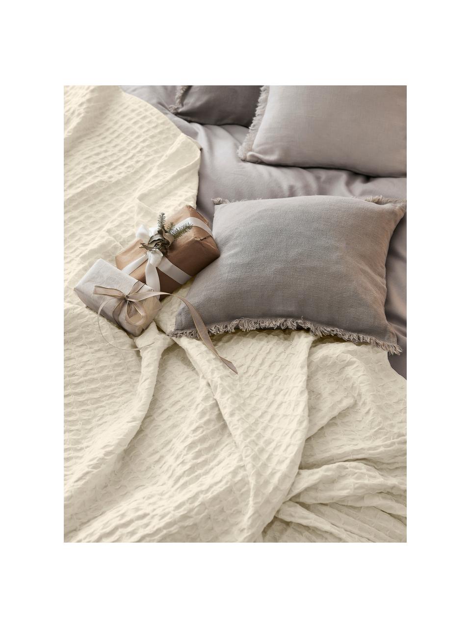 Couvre-lit gaufré Panal, 100 % coton, Blanc crème, larg. 180 x long. 260 cm (pour lits jusqu'à 140 x 200 cm)