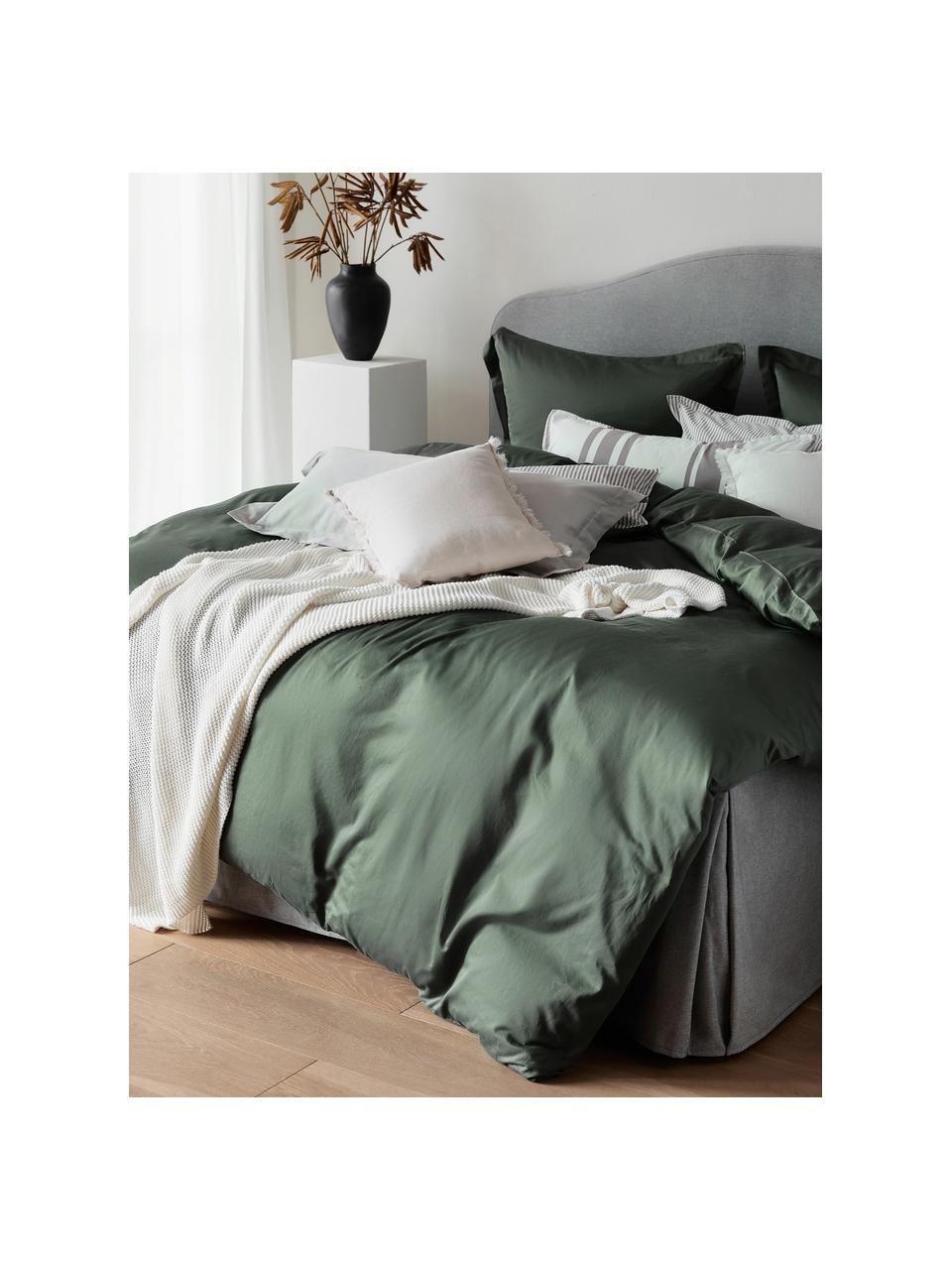 Housse de couette en satin de coton Premium, Vert foncé, larg. 200 x long. 200 cm