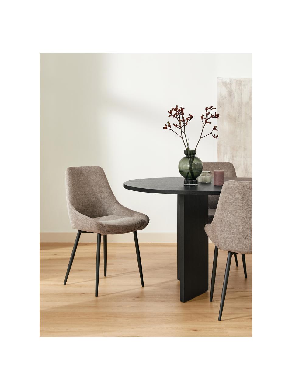 Gestoffeerde stoelen Sierra, 2 stuks, Bekleding: 100% polyester, Poten: gepoedercoat metaal, Geweven stof beige, B 49 x D 55 cm