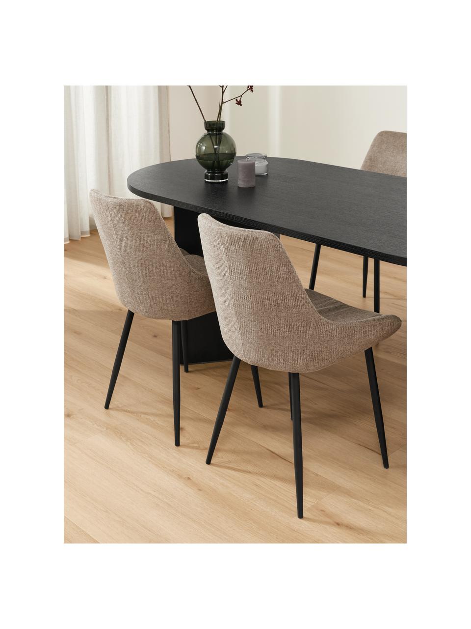 Gestoffeerde stoelen Sierra, 2 stuks, Bekleding: 100% polyester, Poten: gepoedercoat metaal, Geweven stof beige, B 49 x D 55 cm