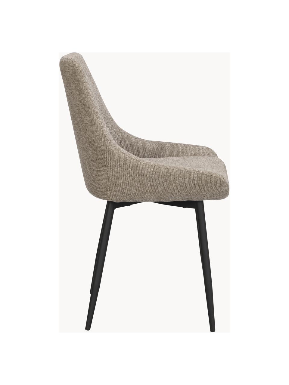 Gestoffeerde stoelen Sierra, 2 stuks, Bekleding: 100% polyester, Poten: gepoedercoat metaal Dit p, Geweven stof beige, zwart, B 49 x D 55 cm