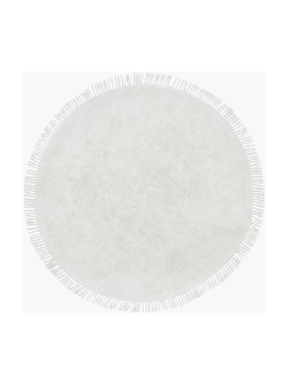 Tappeto rotondo in cotone fatto a mano con frange Daya, Grigio chiaro, Ø 110 cm (taglia S)