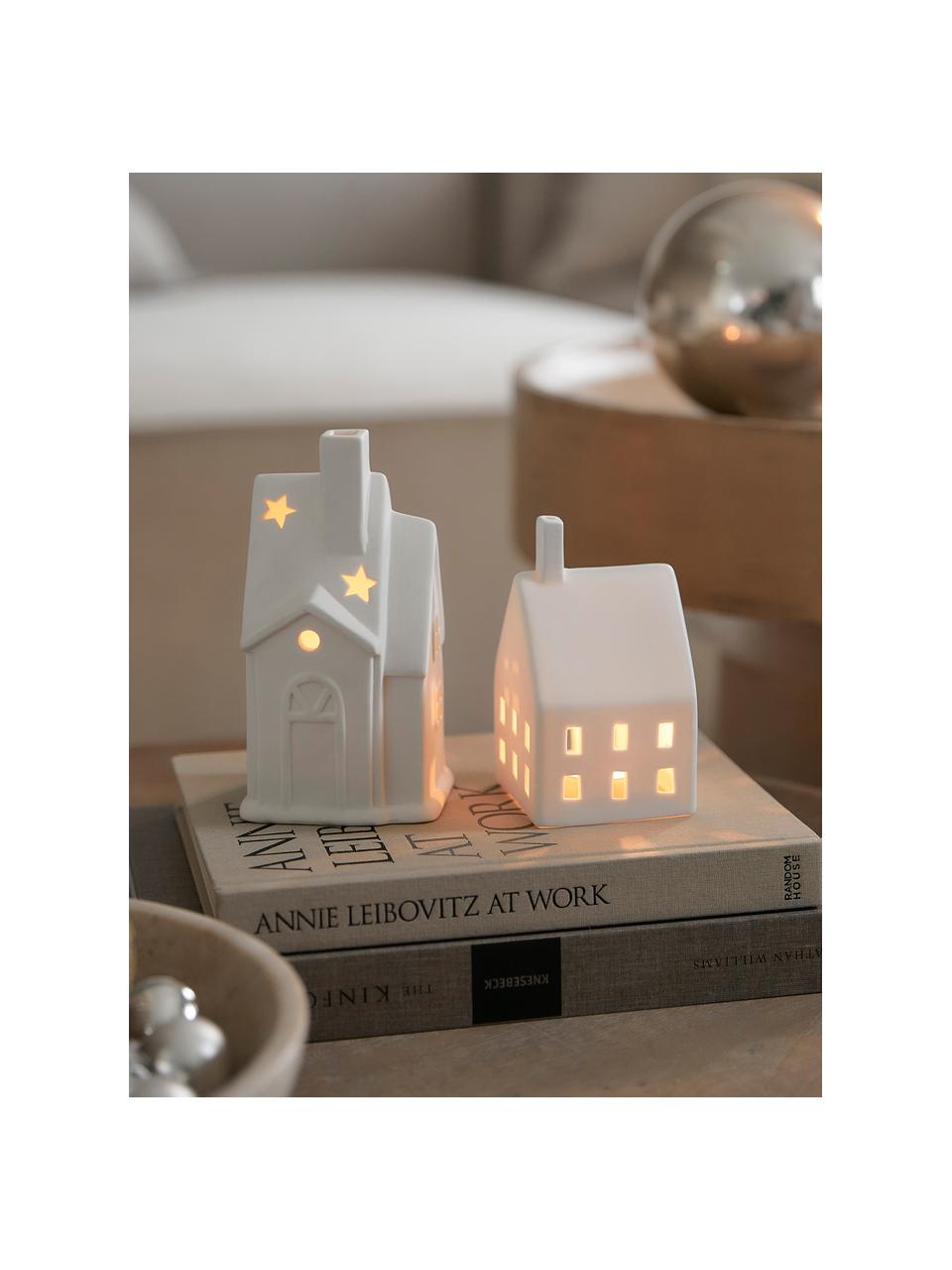 Maison lumineuse en porcelaine Living, Porcelaine, Blanc, larg. 7 x haut. 10 cm